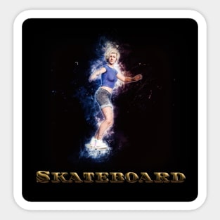 Skateboard Female Skateboarder in Blue Skateboards Skateboarding Designs Skateboarding Gifts Sticker